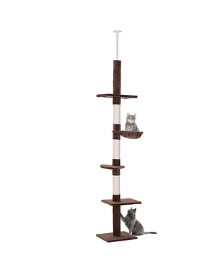 PawHut Indoor Height Adjustable Cat Activity Tower w/ 3 Sisal Scratching Areas