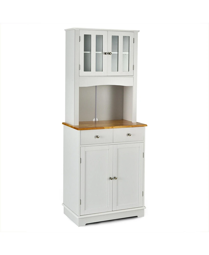 Gymax Buffet Hutch Kitchen Storage Cabinet w/ Microwave Stand Storage Shelves