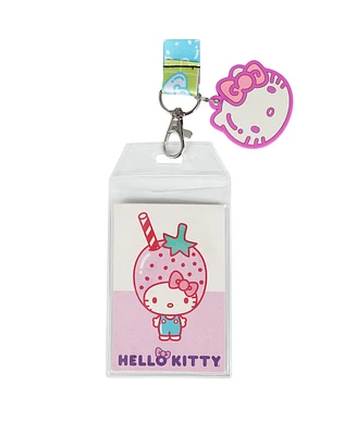 Hello Kitty Strawberry Milk 22 Inch Lanyard With Rubber Charm And Clear Id Sleeve