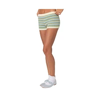 Edikted Women's Scalloped & Striped knit shorts