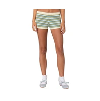 Edikted Women's Scalloped & Striped knit shorts