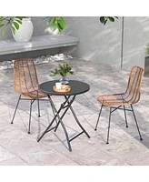 Slickblue 23 Inch Round Bistro Table with Tempered Glass Tabletop