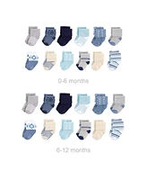 Hudson Baby Baby Boys Hudson Grow with Me Cotton Terry Socks, Safari, 0-6 and 6-12 Months