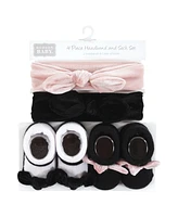 Hudson Baby Baby Girls Headband and Socks Set, Velvet Knot, 0-9 Months