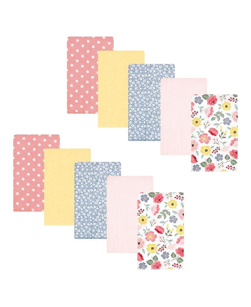 Hudson Baby Infant Girl Cotton Flannel Burp Cloths, Modern Botanical Pack