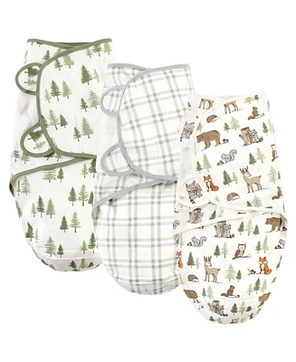 Hudson Baby Baby Boys Hudson Cotton Swaddle Wrap, Forest Animals, 0-3 Months