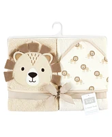 Hudson Baby Cotton Animal Face Hooded Towel, Brown Bear 2-Pack, One