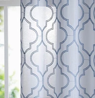 Kate Aurora 2 Piece Charlotte Clover Trellis Grommet Top Sheer Voile Window Curtain Panels