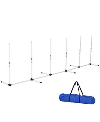 Streamdale Furniture Adjustable Dog Agility Training Obstacle Set with Weaves Poles Storage Bag