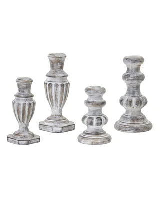 Slickblue White Washed Stone Candle Holder (Set of 4)