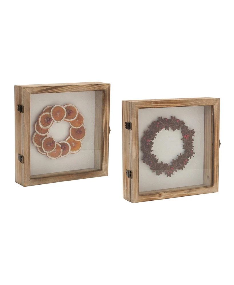 Slickblue Dried Fruit Wreath Shadow Box (Set of 2)