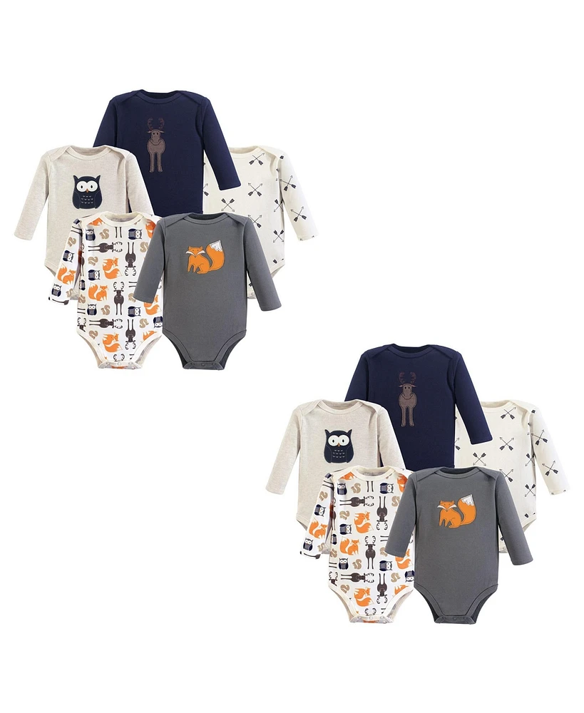 Hudson Baby Baby Boys Unisex Baby Cotton Long-Sleeve Bodysuits, 10-Piece