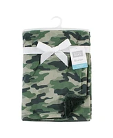 Hudson Baby Plush Blanket with Furry Binding and Back, Camo, One Size