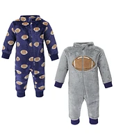 Hudson Baby Baby Boys Hudson Unisex Fleece Jumpsuits, Coveralls, and Playsuits, Football