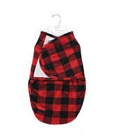 Hudson Baby Baby Boys Plush Faux Fur Swaddle Wrap, Buffalo Plaid, 0-3 Months