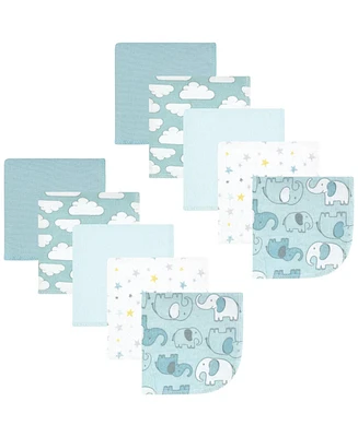 Hudson Baby Infant Boy Flannel Washcloths, Boy New Elephant 10Pk, One Size