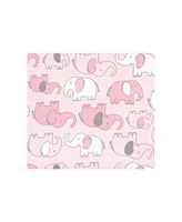 Hudson Baby Infant Girl Cotton Flannel Receiving Blankets Bundle, Girl New Elephant, One Size