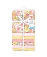 Hudson Baby Infant Girl Cotton Rich Flannel Receiving Blankets Bundle, Peace Love Flowers, One Size