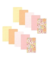 Hudson Baby Infant Girl Cotton Flannel Burp Cloths, Peace Love Flowers Pack