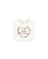 Hudson Baby Girls Cotton Bodysuit, Pant and Bib Set, Soft Painted Floral, 6-9 Months