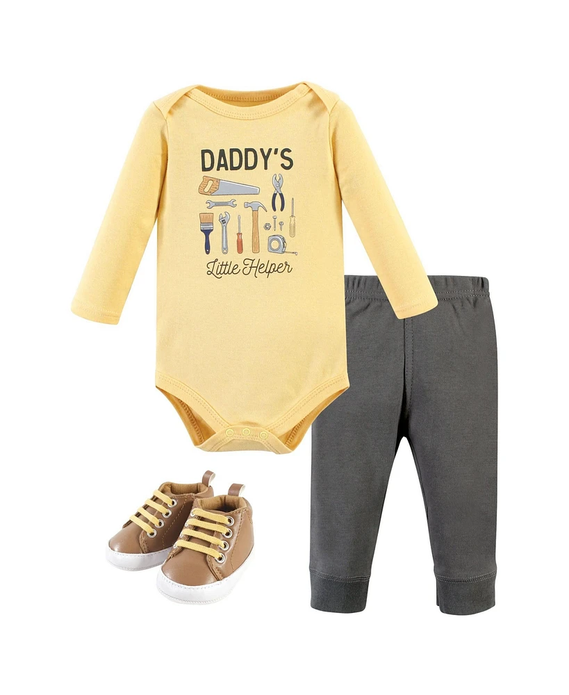 Hudson Baby Boys Cotton Bodysuit, Pant and Shoe Set