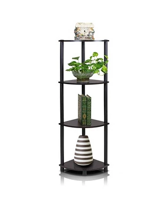 Furinno Turn-n-Tube 4-Tier Corner Display Rack Multipurpose Shelving Unit- Espresso & Black - 43.5 x 11.6 x 11.6 in.