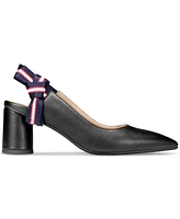 Vaila Shoes Women's Courtney Pointed-Toe Striped-Strap Slingback Pumps Extended Sizes 9-14