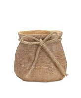 Slickblue Stone Planter With Burlap Bag Design 6.25"h