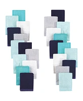 Hudson Baby Infant Boy 24Pc Rayon from Bamboo Woven Washcloths, Navy Teal, One Size