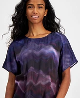 Anne Klein Petite Abstract-Print Short-Sleeve Top