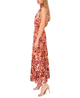 Msk Women's Printed Smocked Tiered Maxi Dress