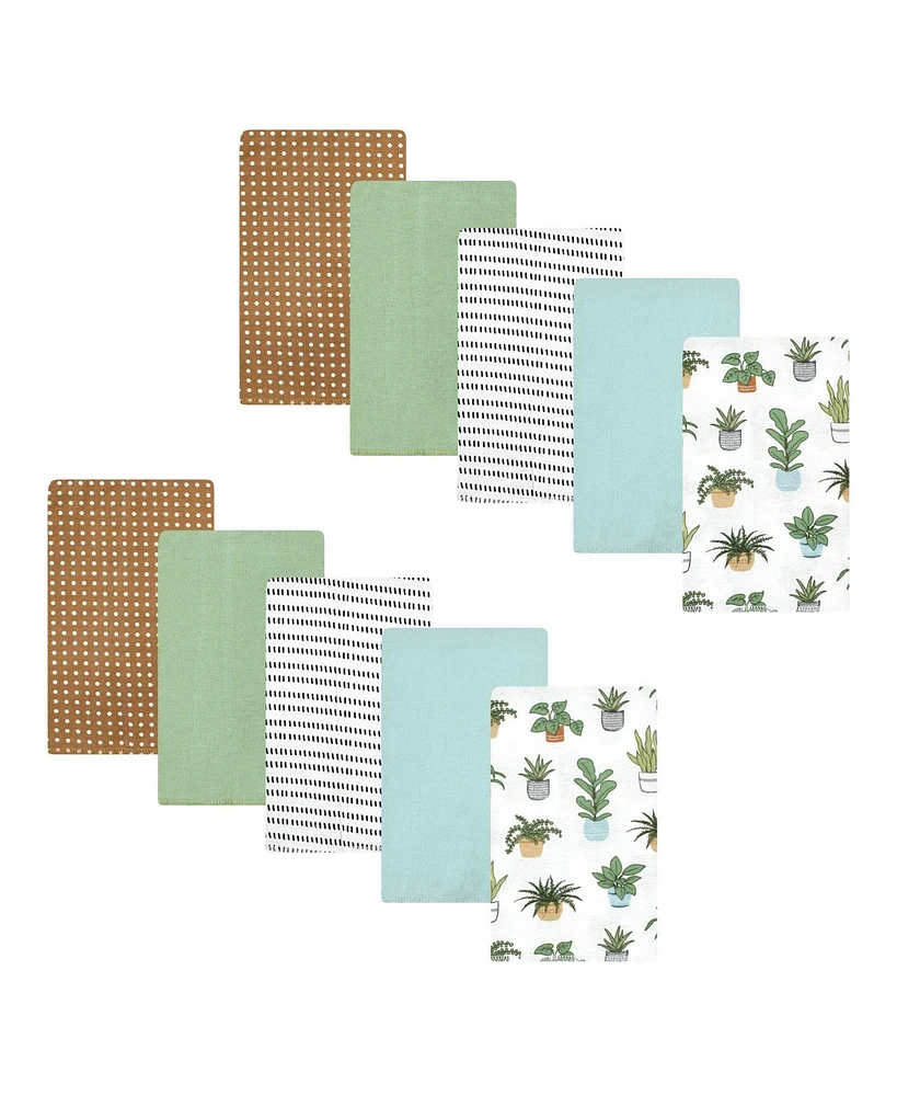 Hudson Baby Cotton Flannel Burp Cloths, Plants Pack