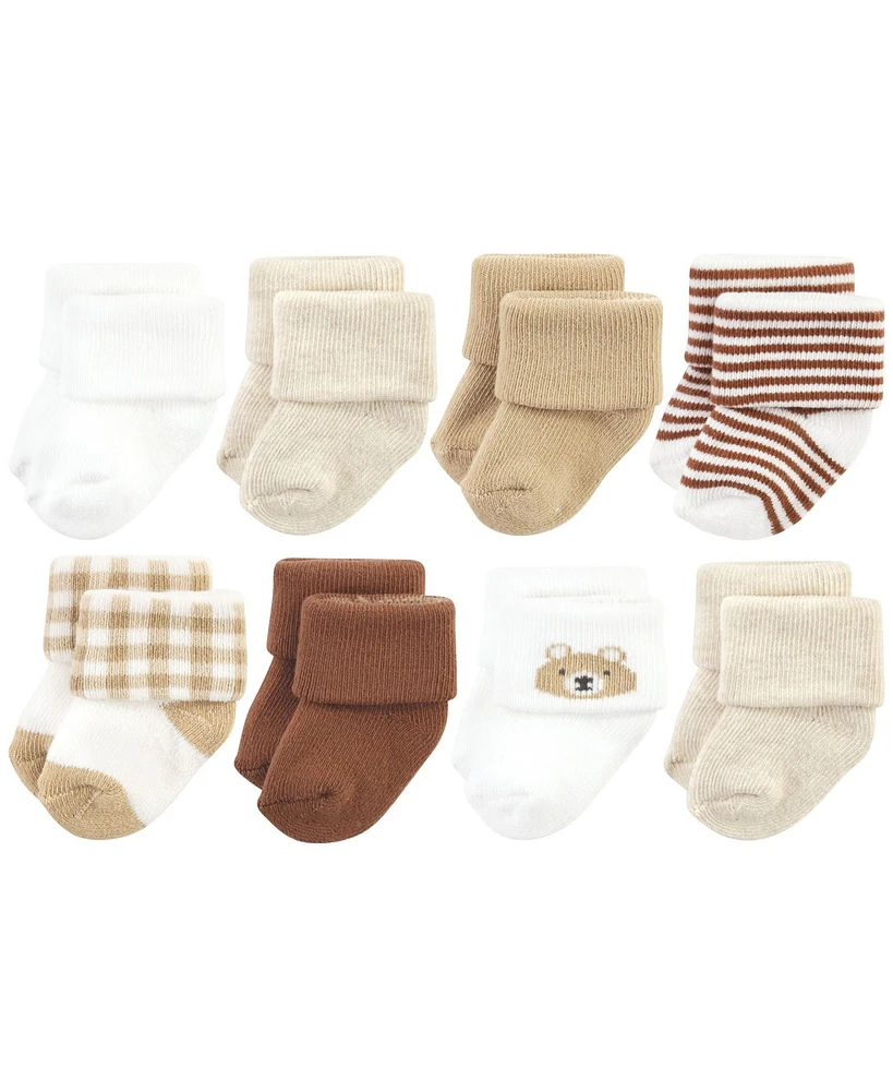 Hudson Baby Baby Boys Hudson Cotton Rich Newborn and Terry Socks, Teddy Bear, 0-6 Months