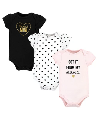 Hudson Baby Girls Cotton Bodysuits, Mama Heart, 0-3 Months