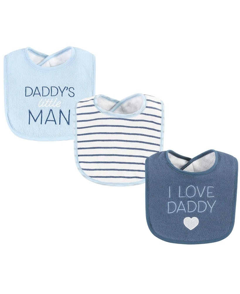 Hudson Baby Infant Boy Fiber Filled Drooler Bibs 3pk, I Love Mommy Lt. Blue, One