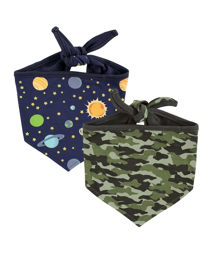 Luvable Friends Dog Reversible Pet Dog and Cat Bandana Bibs 2pk, Space Camo, One Size