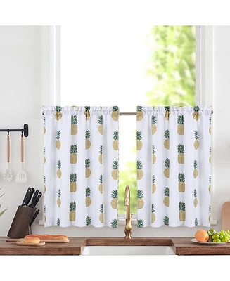 Caromio Pineapple Print Kitchen Tier Window Curtain Pair, 60" x 24"