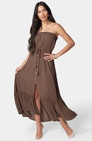 bebe Women's Strapless Maxi Dress, Beige/Khaki, XXSmall