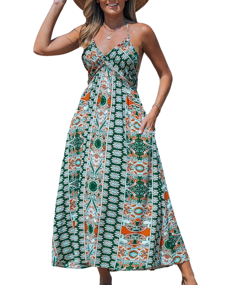 Cupshe Women's Floral Paisley Print Maxi Beach Dress