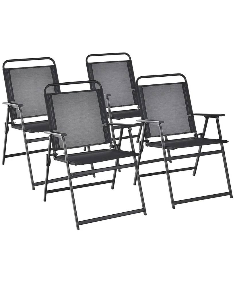 Slickblue Outdoor Folding Chairs with Breathable Seat-Set of