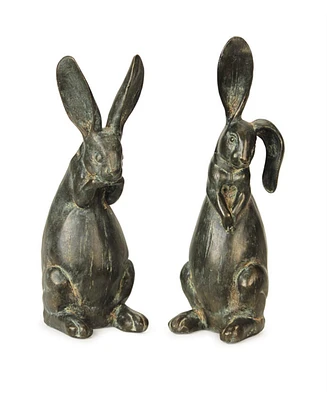 Slickblue Cute Floppy Eared Rabbit Statues (Set of 2)