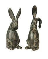 Slickblue Cute Floppy Eared Rabbit Statues (Set of 2)