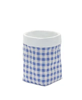 Slickblue Gingham Sack Design Stone Planter (Set of 2)