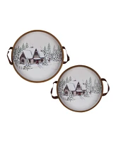 Slickblue Wood Winter Scene Tray (Set of 2)