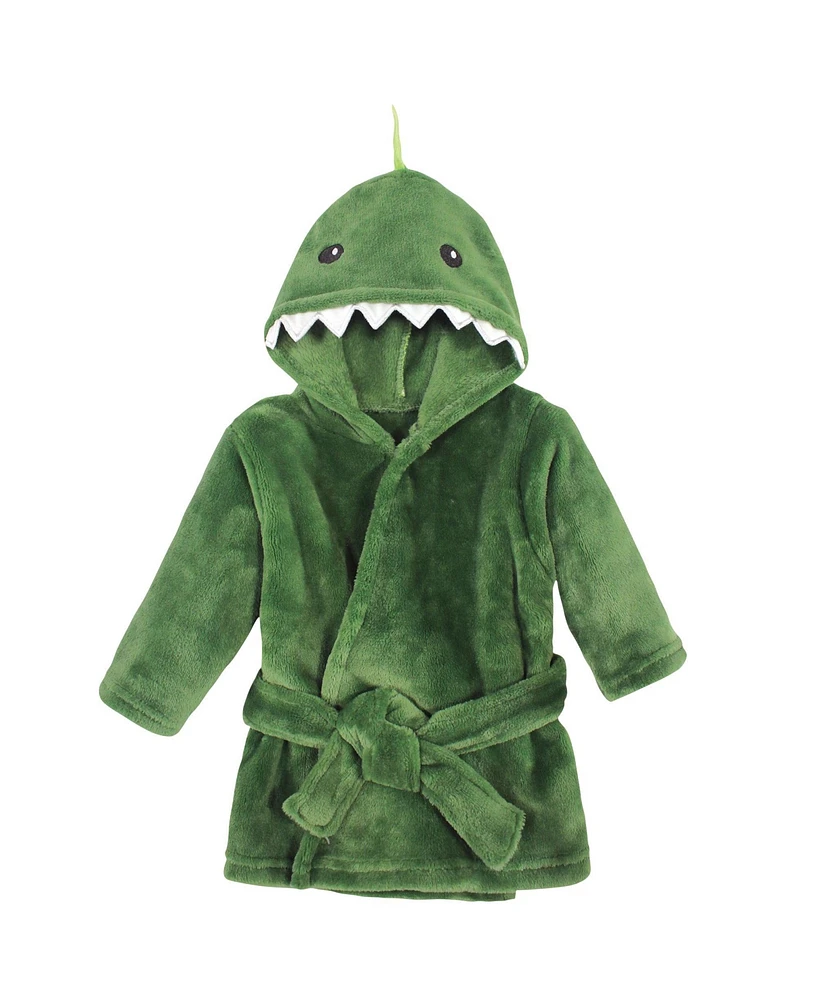 Hudson Baby Baby Boys Unisex Plush Animal Face Bathrobe, Dinosaur, 0-9 Months