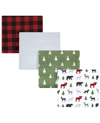 Hudson Baby Unisex Baby Cotton Flannel Receiving Blankets, Woodland Christmas, One Size