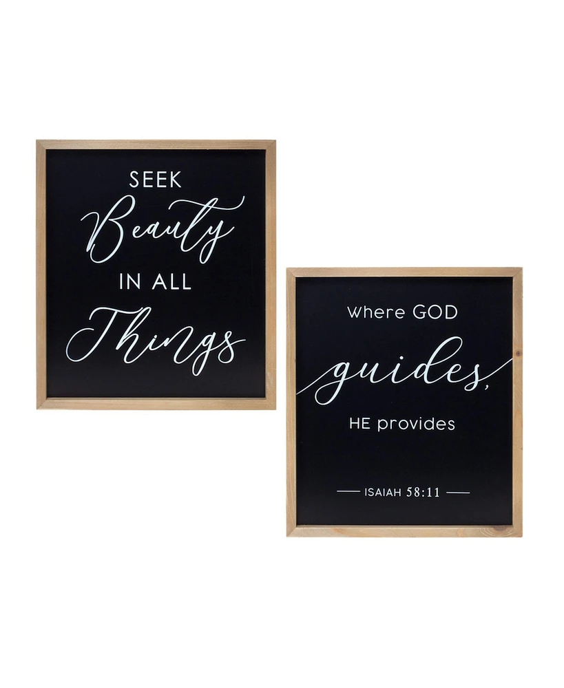 Blessed Decor Set of 2 Beauty and God Plaques for Inspirational Wall Art