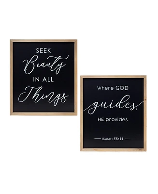 Blessed Decor Set of 2 Beauty and God Plaques for Inspirational Wall Art