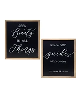 Blessed Decor Set of 2 Beauty and God Plaques for Inspirational Wall Art