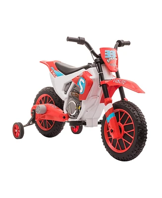 Aosom 12V Ride On Dirt Bike Electric Off Road Motorcycle Toy with Training Wheels